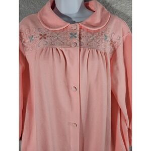 Vintage Full-Length Robe Pink Large Embroidered Long Romantic Cottagecore Cozy